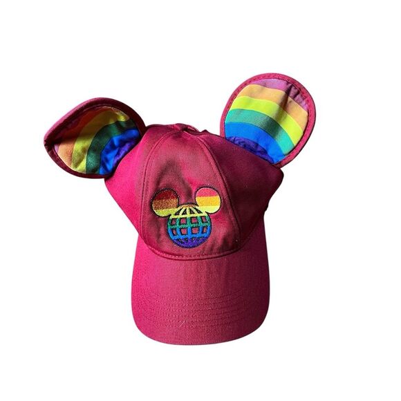 Disney Red Cap with Rainbow Pattern - Picture 1 of 5